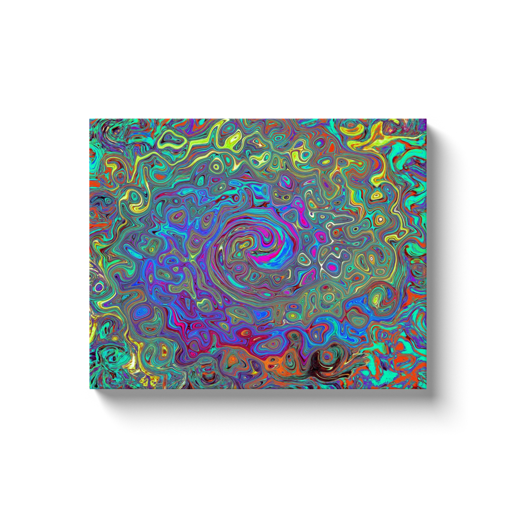 Canvas Wrapped Art Prints, Trippy Magenta and Blue Abstract Retro Swirl