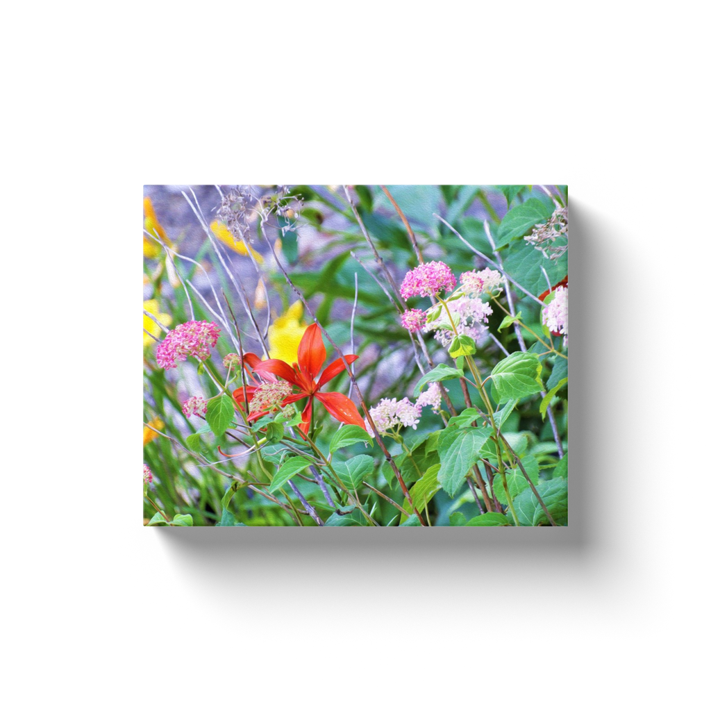 Canvas Wrapped Art Prints, Stormy Garden Landscape with Hydrangea and Lilies