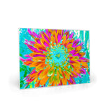 Glass Cutting Boards, Tropical Orange and Hot Pink Decorative Dahlia