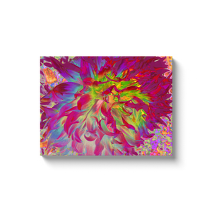 Canvas Wraps, Psychedelic Magenta and Yellow Dahlia Flower