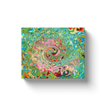 Canvas Wrapped Art Prints, Retro Groovy Abstract Colorful Rainbow Swirl