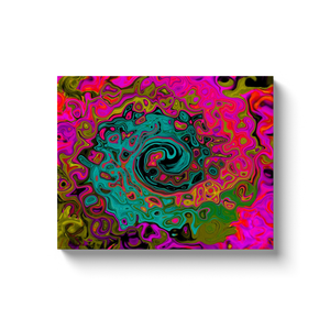 Canvas Wrapped Art Prints, Trippy Turquoise Abstract Retro Liquid Swirl