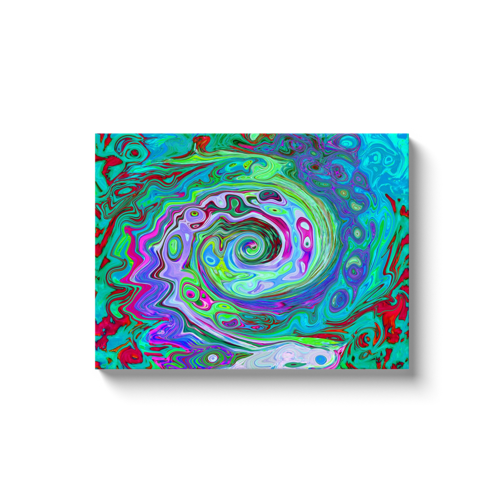 Canvas Wraps, Retro Green, Red and Magenta Abstract Groovy Swirl
