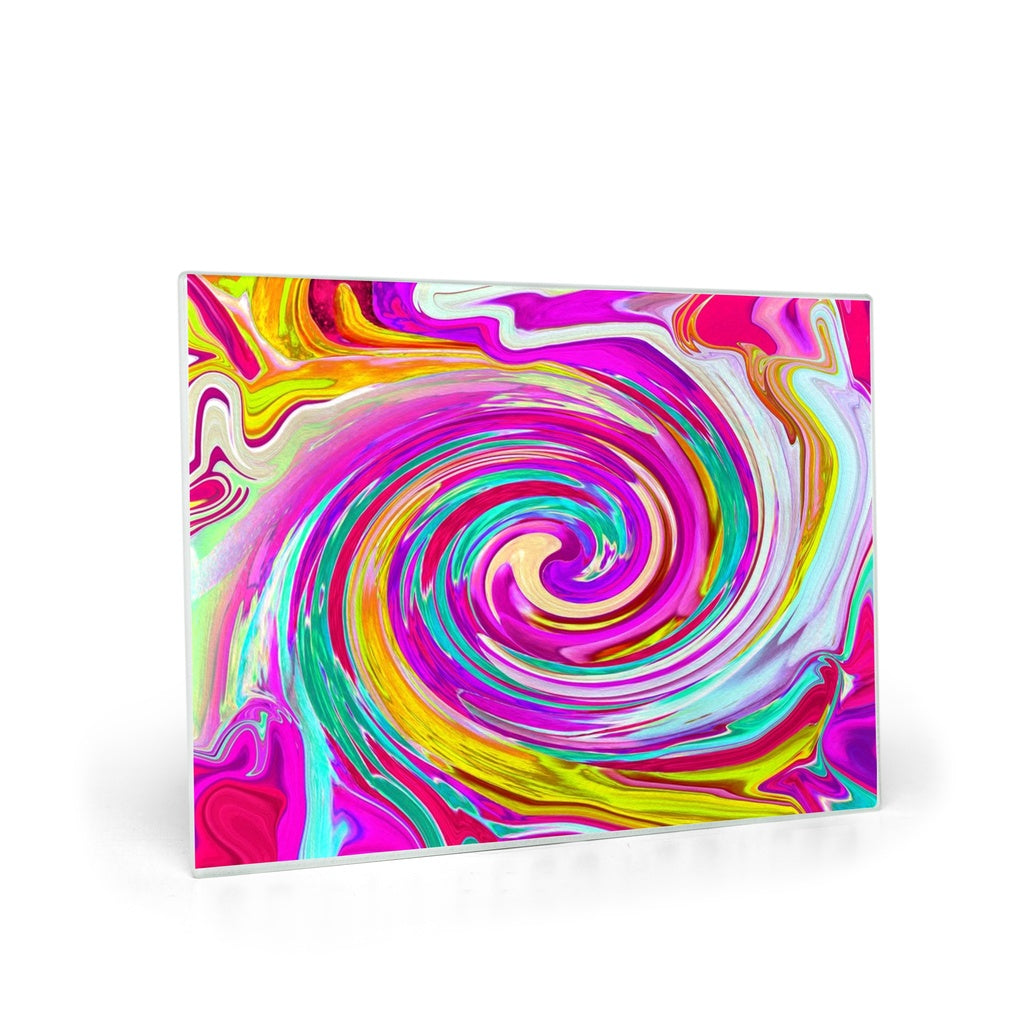 Glass Cutting Boards, Colorful Fiesta Swirl Retro Abstract Design