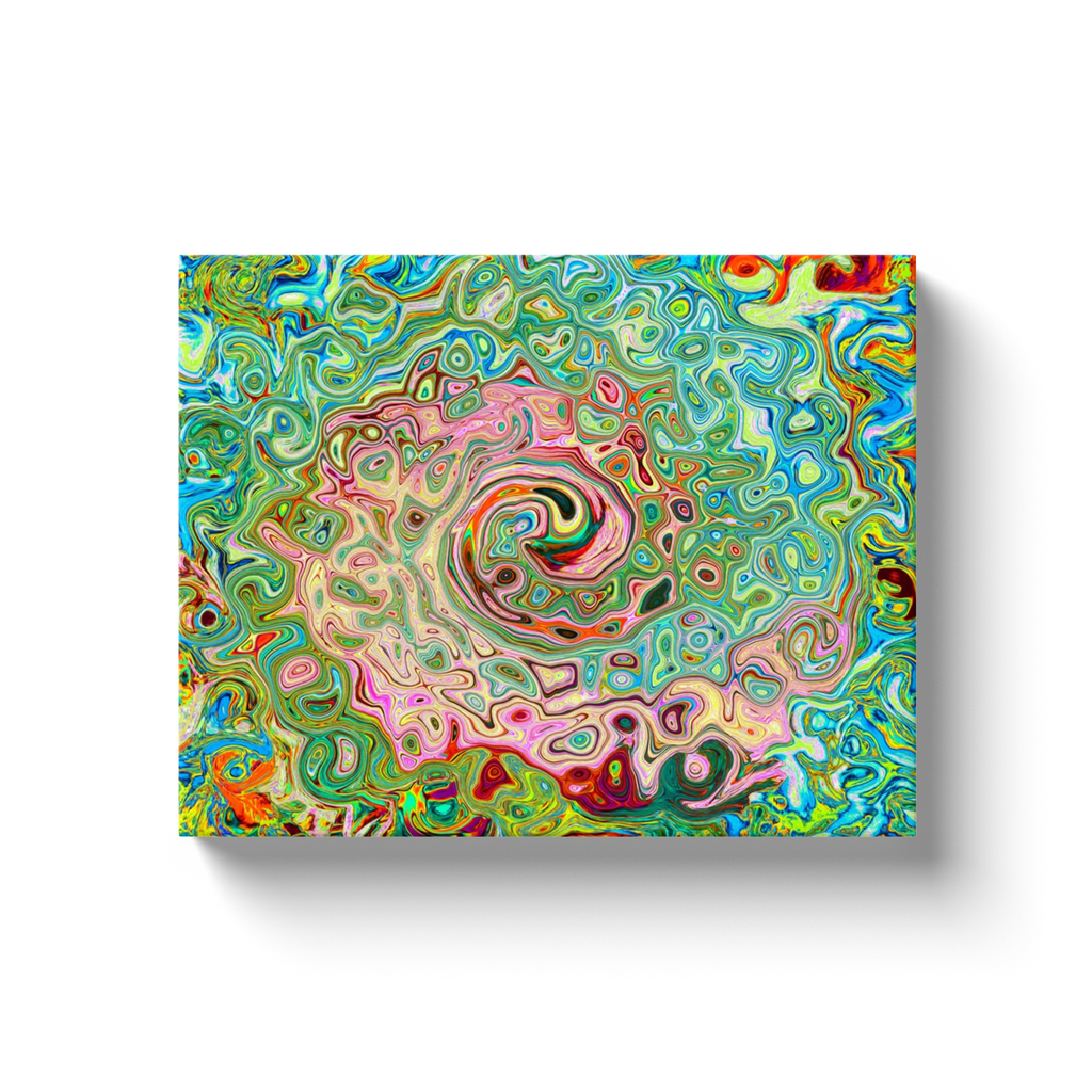 Canvas Wrapped Art Prints, Retro Groovy Abstract Colorful Rainbow Swirl