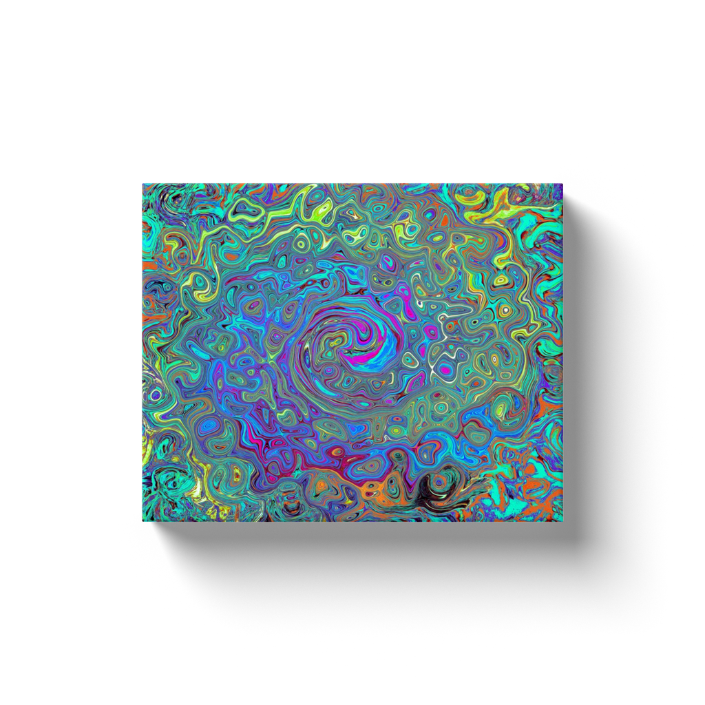 Canvas Wrapped Art Prints, Magenta, Blue and Sea Foam Green Retro Swirl