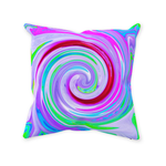 Decorative Throw Pillows, Groovy Abstract Red Swirl on Purple and Pink