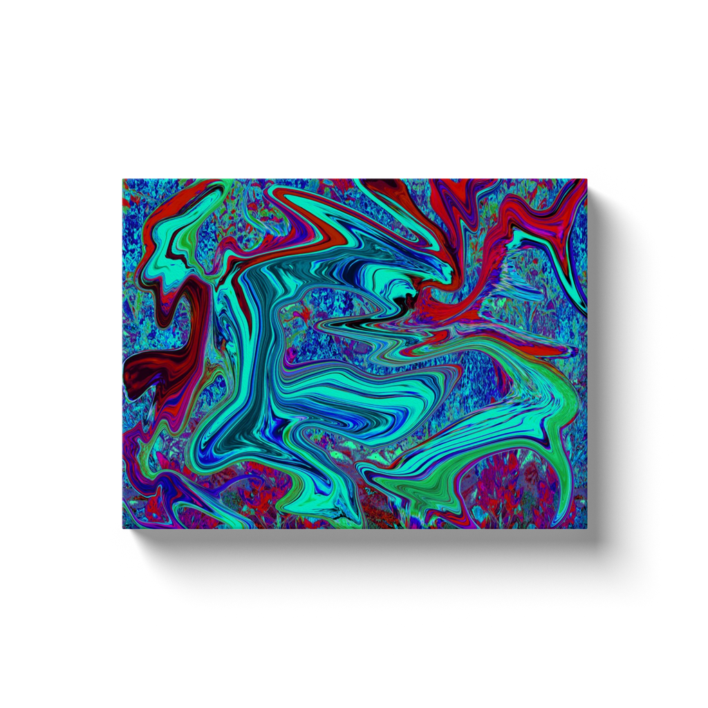 Canvas Wrapped Art Prints, Groovy Abstract Retro Art in Blue and Red