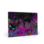 Glass Cutting Boards, Psychedelic Hot Pink and Black Garden Sunrise