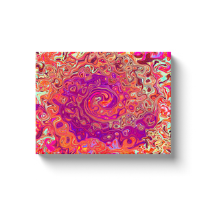 Canvas Wrapped Art Prints, Retro Abstract Coral and Purple Marble Swirl