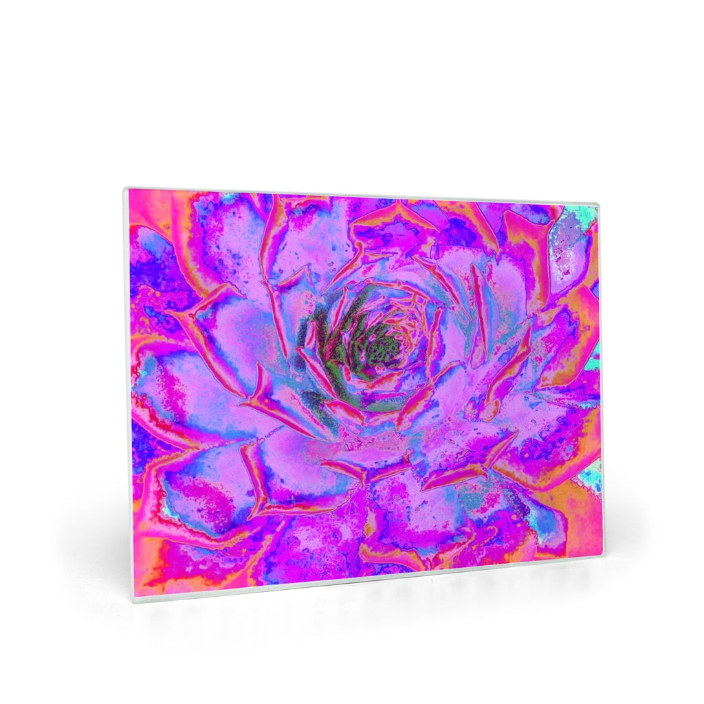 Glass Cutting Boards, Purple and Magenta Succulent Sedum Rosette