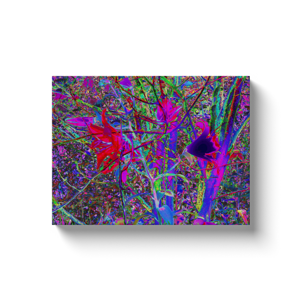Canvas Wraps, Psychedelic Abstract Rainbow Colors Lily Garden