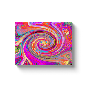 Canvas Wrapped Art Prints, Colorful Rainbow Swirl Retro Abstract Design