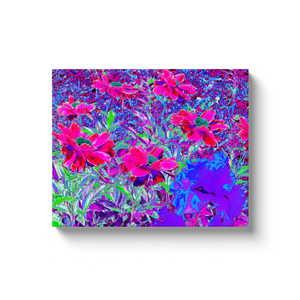 Canvas Wrapped Art Prints, Psychedelic Purple, Red and Magenta Flowers