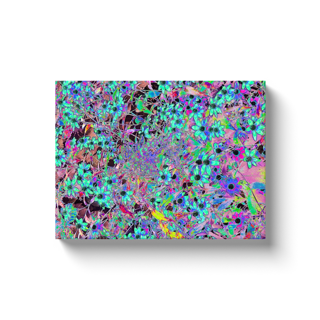 Canvas Wraps, Purple Garden with Psychedelic Aquamarine Flowers