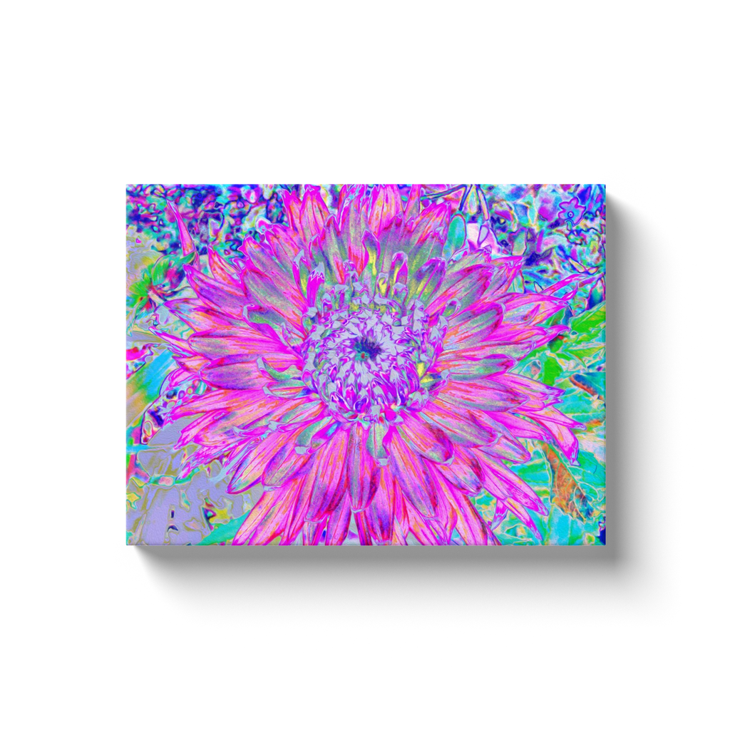 Canvas Wraps, Cool Pink, Blue and Purple Cactus Dahlia Explosion