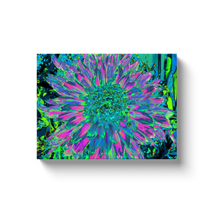 Canvas Wraps, Psychedelic Magenta, Aqua and Lime Green Dahlia