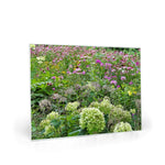 Glass Cutting Boards, Pink Cone Flower Garden Meadow with Hydrangeas