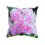 Decorative Throw Pillows, Hot Pink and White Peppermint Twist Garden Phlox - Square