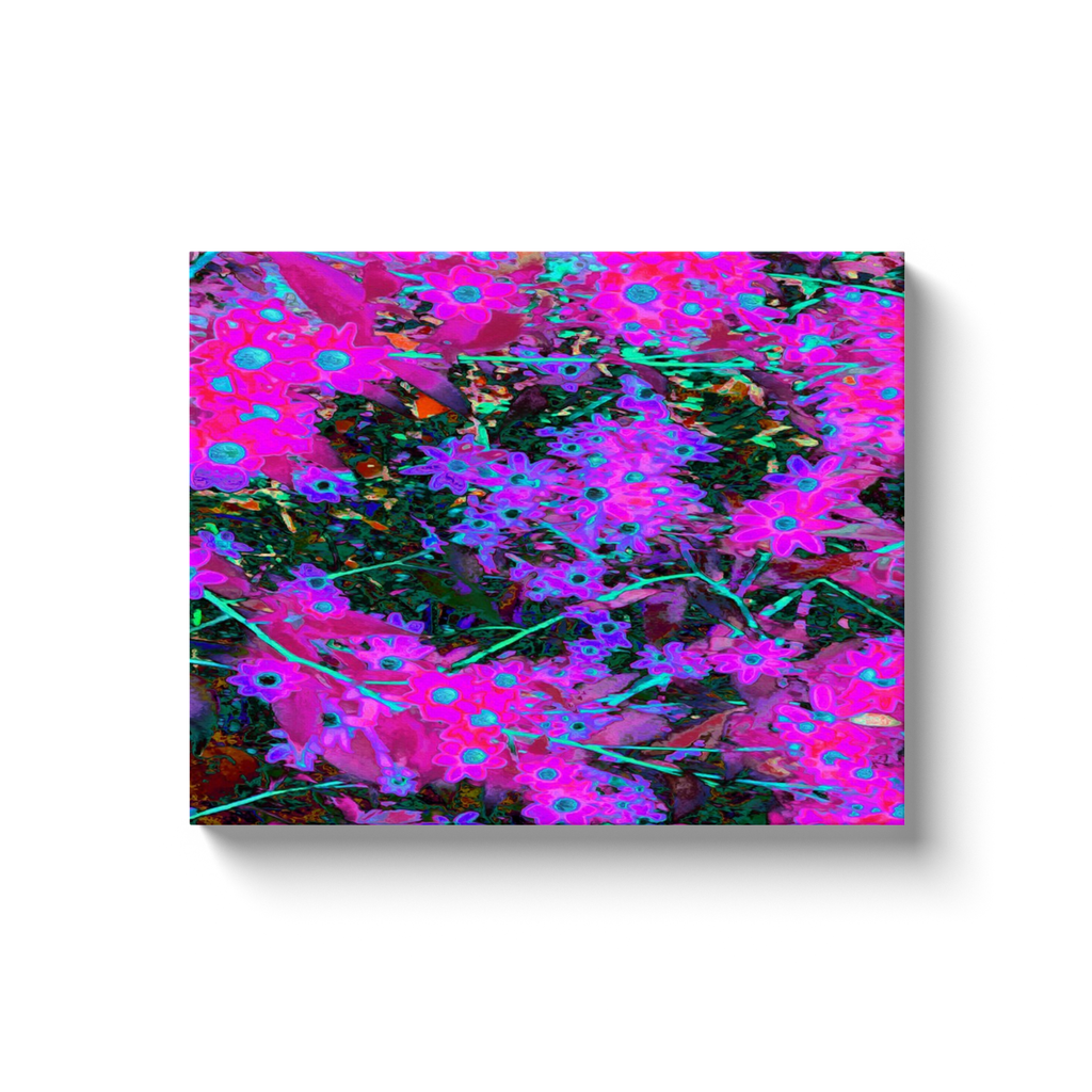 Canvas Wrapped Art Prints, Pretty Hot Pink, Magenta and Aqua Blue Flowers