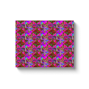 Canvas Wrapped Art Prints, Trippy Garden Quilt Painting with Lime Green Hydrangea