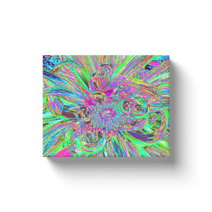 Canvas Wrapped Art Prints, Festive Colorful Psychedelic Dahlia Flower Petals