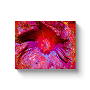 Canvas Wrapped Art Prints, Psychedelic Trippy Retro Red Hibiscus Flower