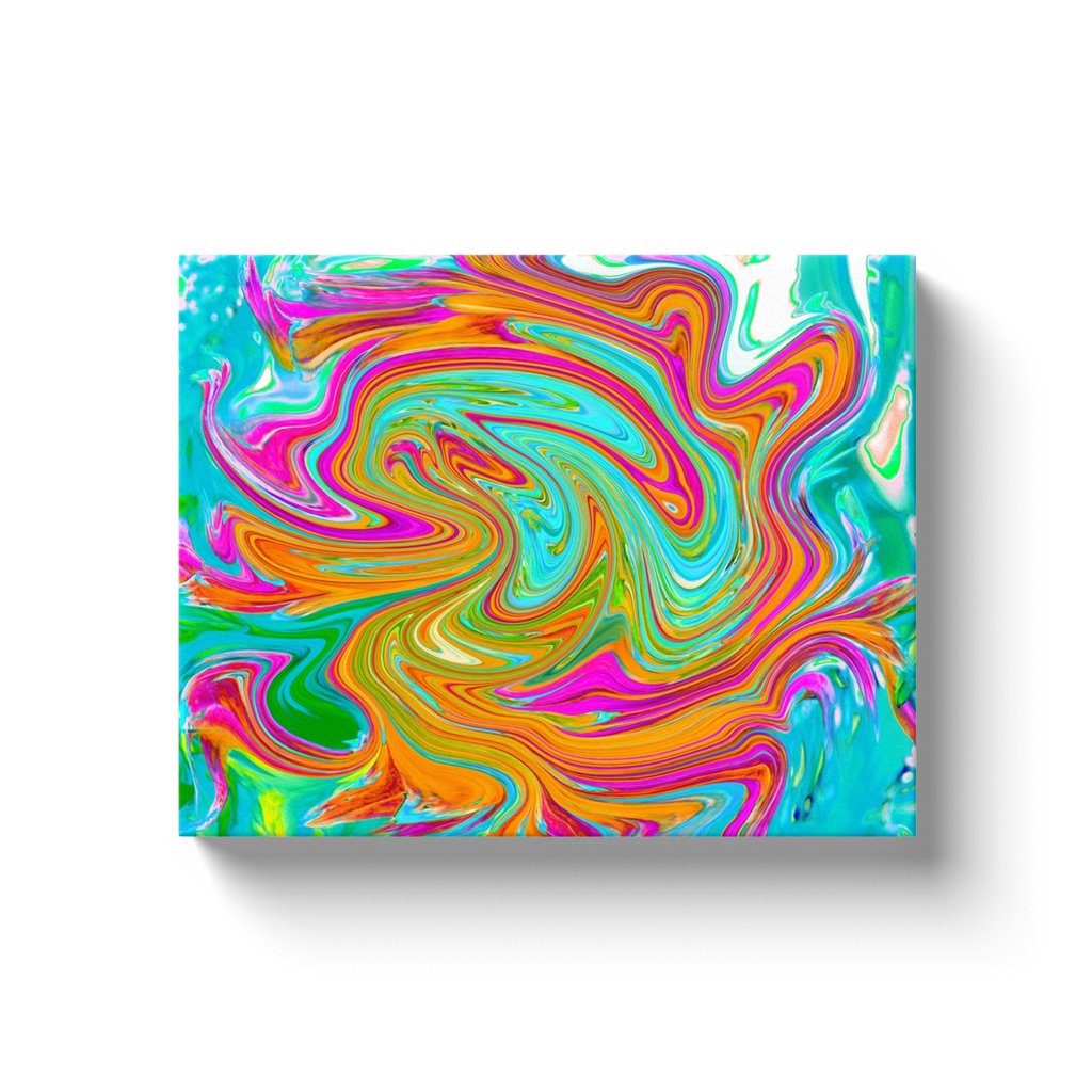 Canvas Wraps, Blue, Orange and Hot Pink Groovy Abstract Retro Art