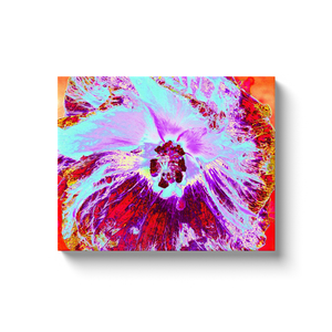 Canvas Wrapped Art Prints, Abstract Tropical Aqua and Purple Hibiscus Flower