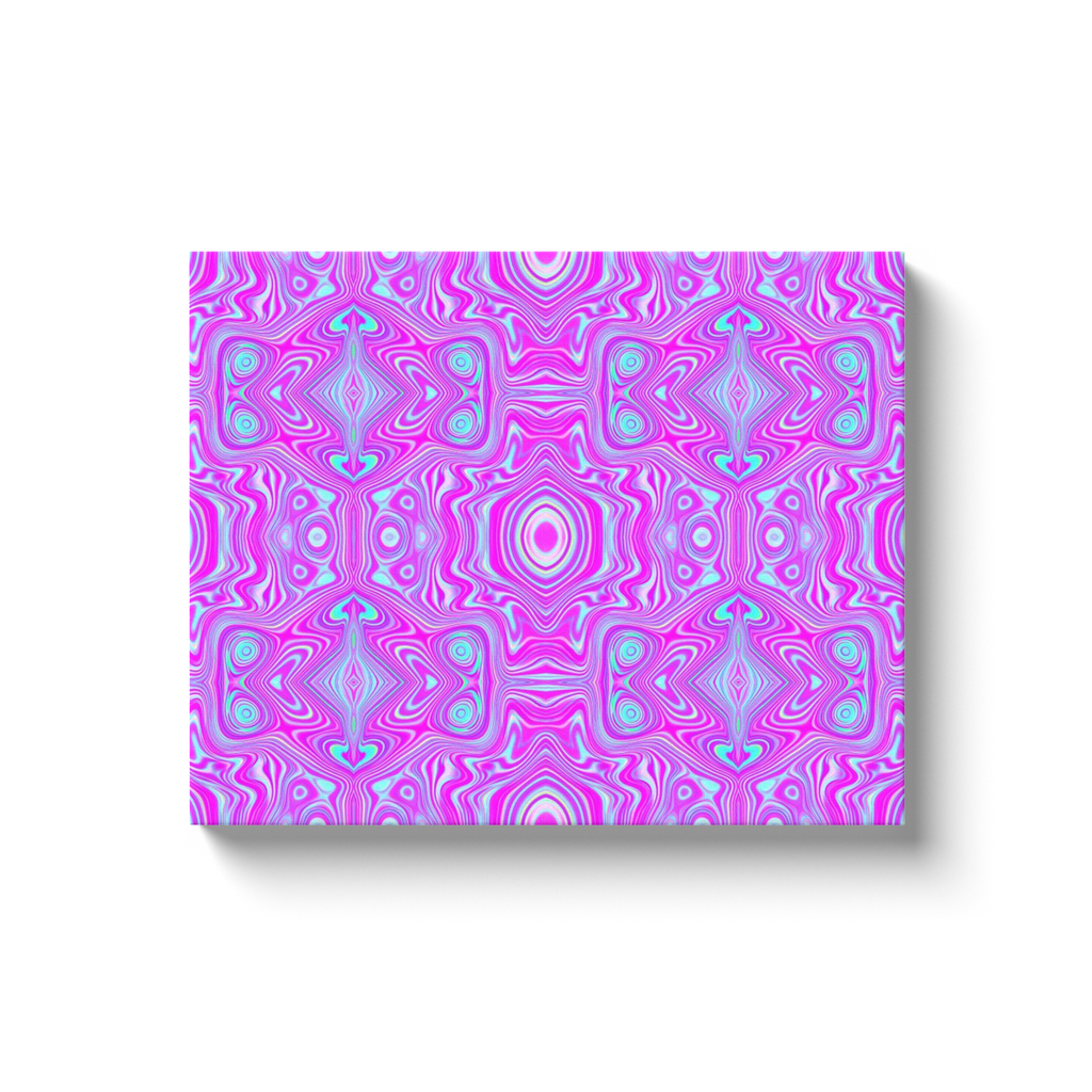 Canvas Wrapped Art Prints, Trippy Hot Pink and Aqua Blue Abstract Pattern