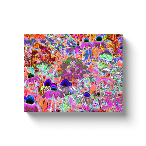 Canvas Wrapped Art Prints, Psychedelic Hot Pink and Lime Green Garden Flowers