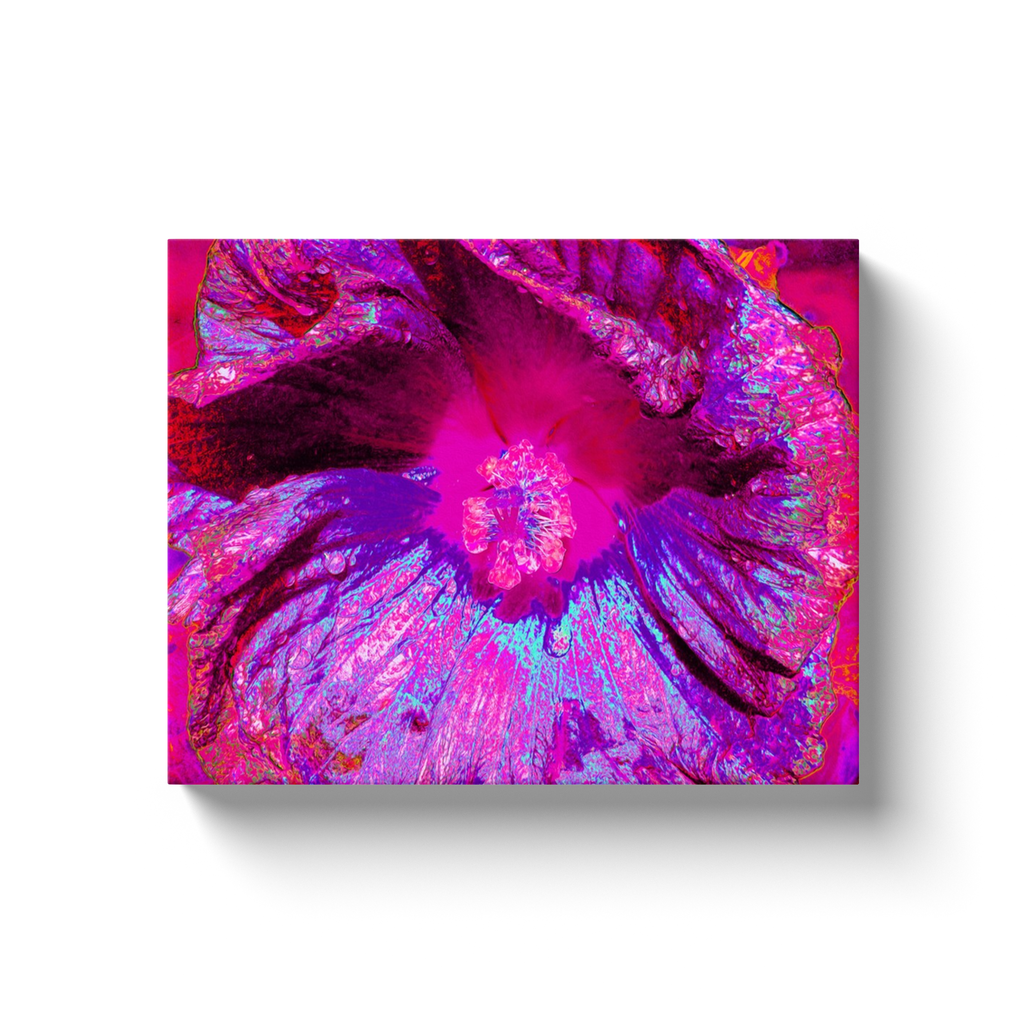 Canvas Wrapped Art Prints, Psychedelic Purple and Magenta Hibiscus Flower