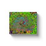 Canvas Wrapped Art Prints, Groovy Abstract Retro Lime Green and Blue Swirl