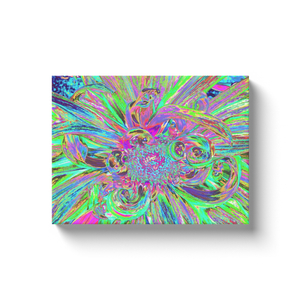 Canvas Wrapped Art Prints, Festive Colorful Psychedelic Dahlia Flower Petals