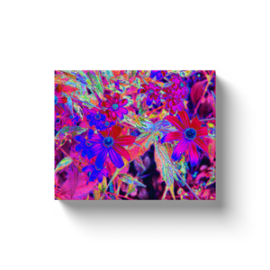 Canvas Wraps, Psychedelic Retro Crimson and Magenta Wildflowers