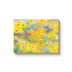 Canvas Wraps, Pretty Yellow and Red Flowers with Turquoise