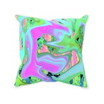 Decorative Throw Pillows - Retro Pink and Light Blue Liquid Art on Hydrangea