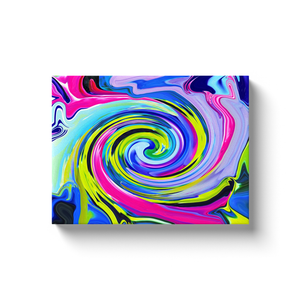 Canvas Wraps, Groovy Abstract Yellow and Navy Blue Swirl