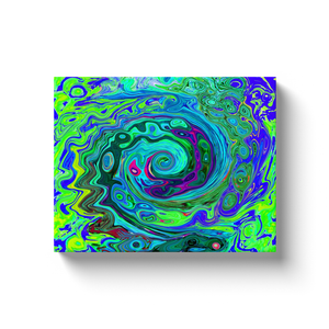 Canvas Wrapped Art Prints, Groovy Abstract Retro Green and Blue Swirl