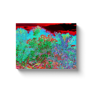 Canvas Wrapped Art Prints, Colorful Abstract Foliage Garden with Crimson Sunset