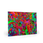 Glass Cutting Boards, Psychedelic Groovy Red and Green Wildflowers