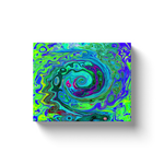 Canvas Wrapped Art Prints, Groovy Abstract Retro Green and Blue Swirl