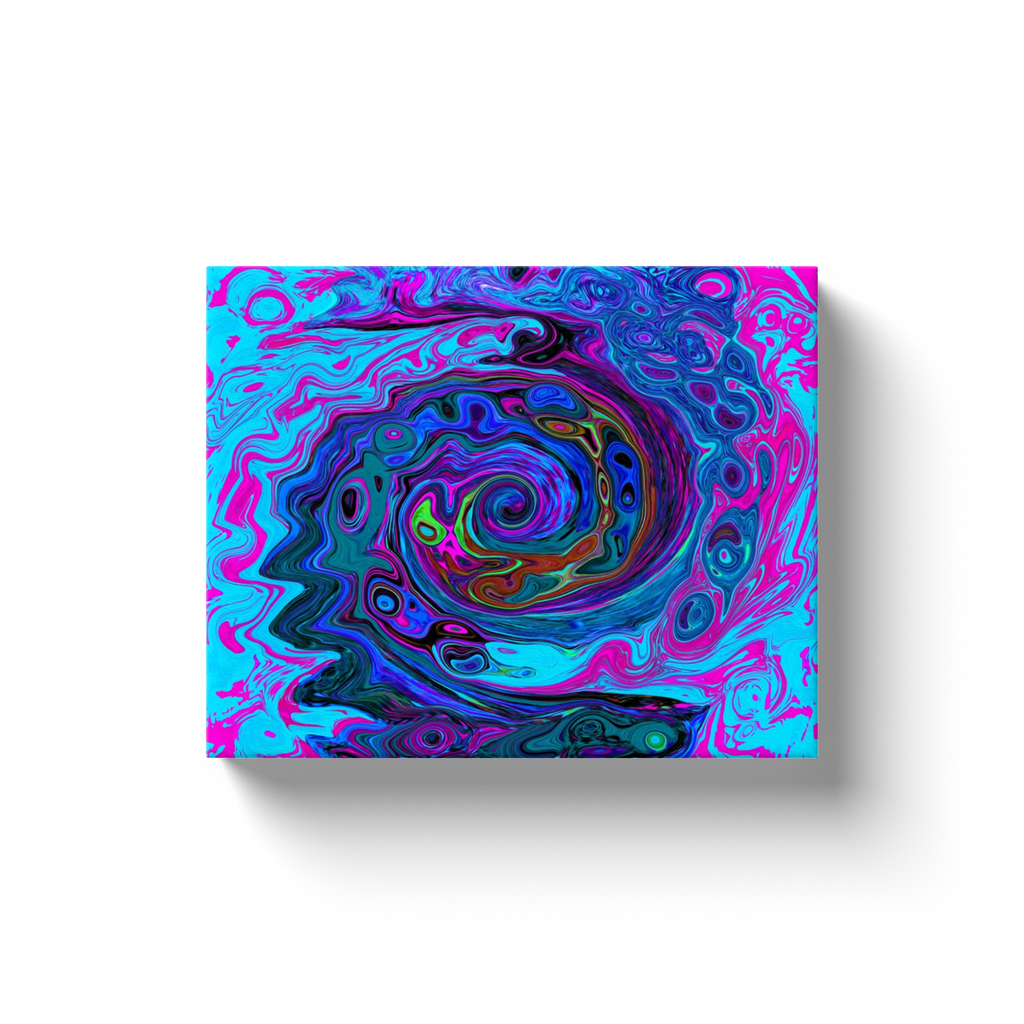 Canvas Wrapped Art Prints, Groovy Abstract Retro Blue and Purple Swirl