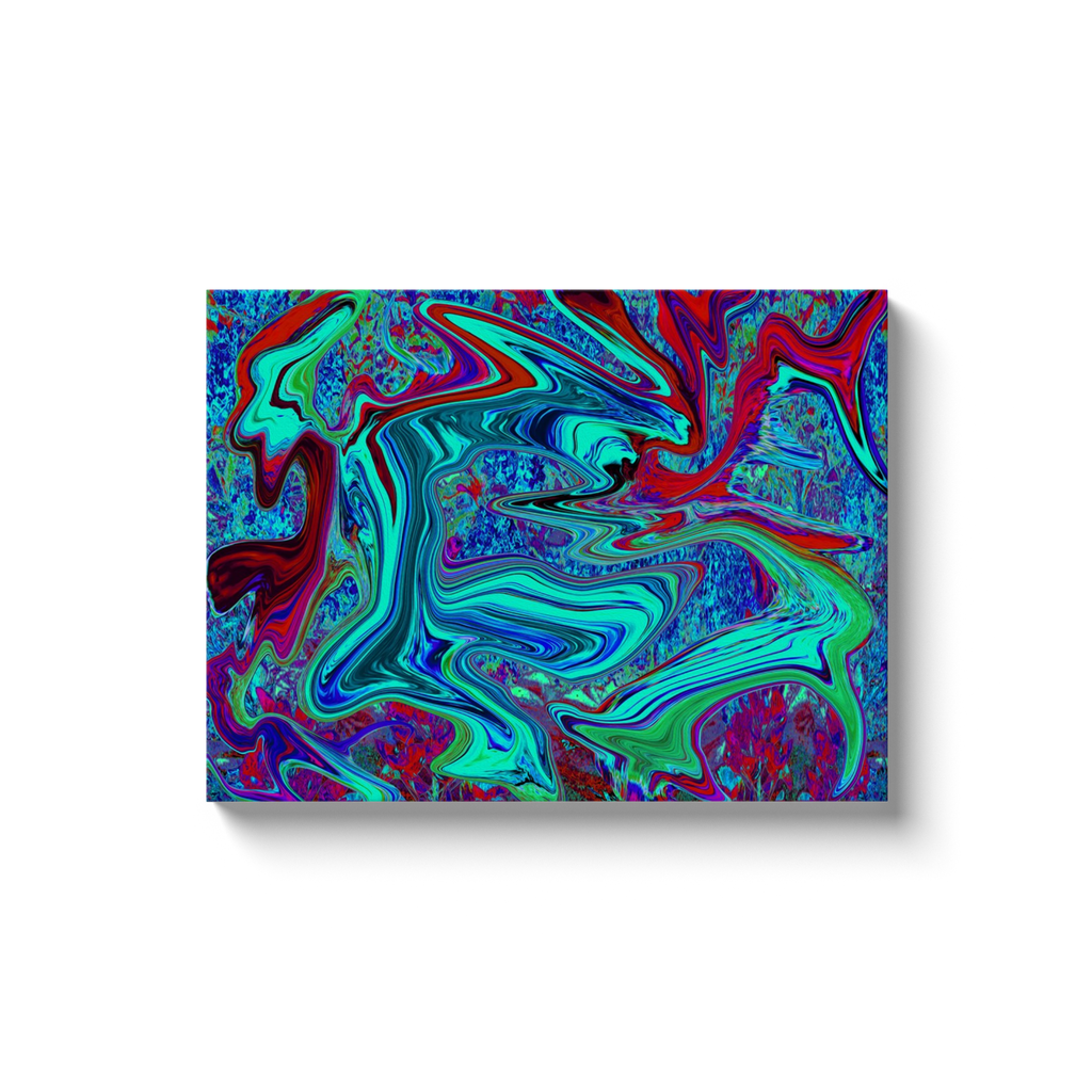 Canvas Wrapped Art Prints, Groovy Abstract Retro Art in Blue and Red