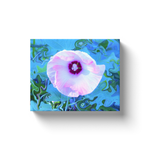 Canvas Wrapped Art Prints, Luna Pink Swirl Hibiscus Flower on Blue