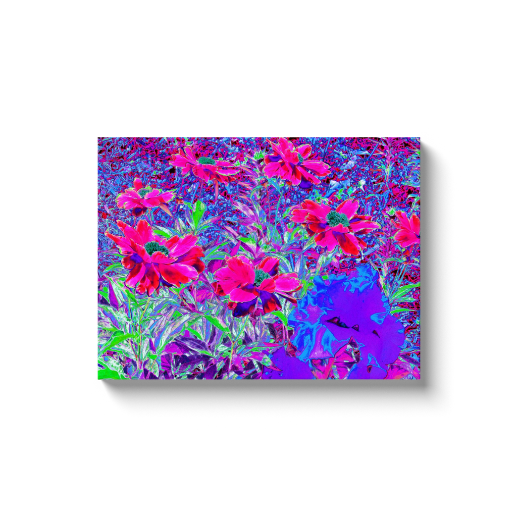 Canvas Wrapped Art Prints, Psychedelic Purple, Red and Magenta Flowers