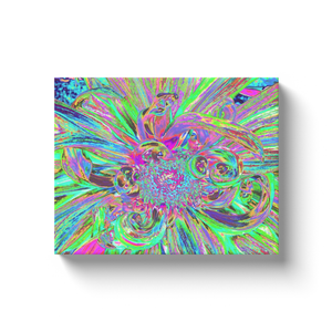 Canvas Wrapped Art Prints, Festive Colorful Psychedelic Dahlia Flower Petals