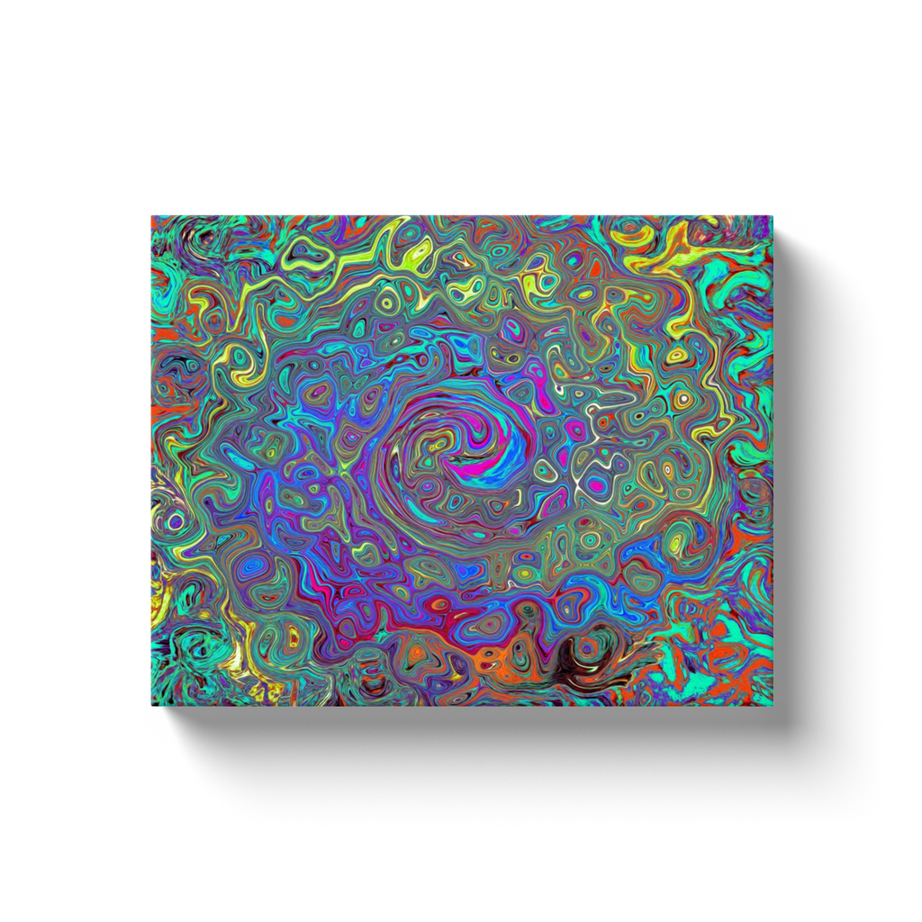 Canvas Wrapped Art Prints, Trippy Magenta and Blue Abstract Retro Swirl