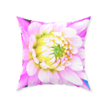 Floral Floor Pillows, Pretty Pink, White and Yellow Cactus Dahlia Macro