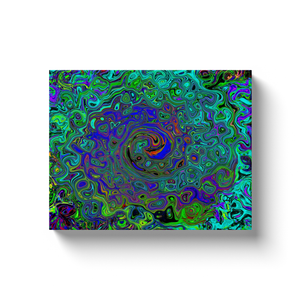 Canvas Wrapped Art Prints, Marbled Blue and Aquamarine Abstract Retro Swirl